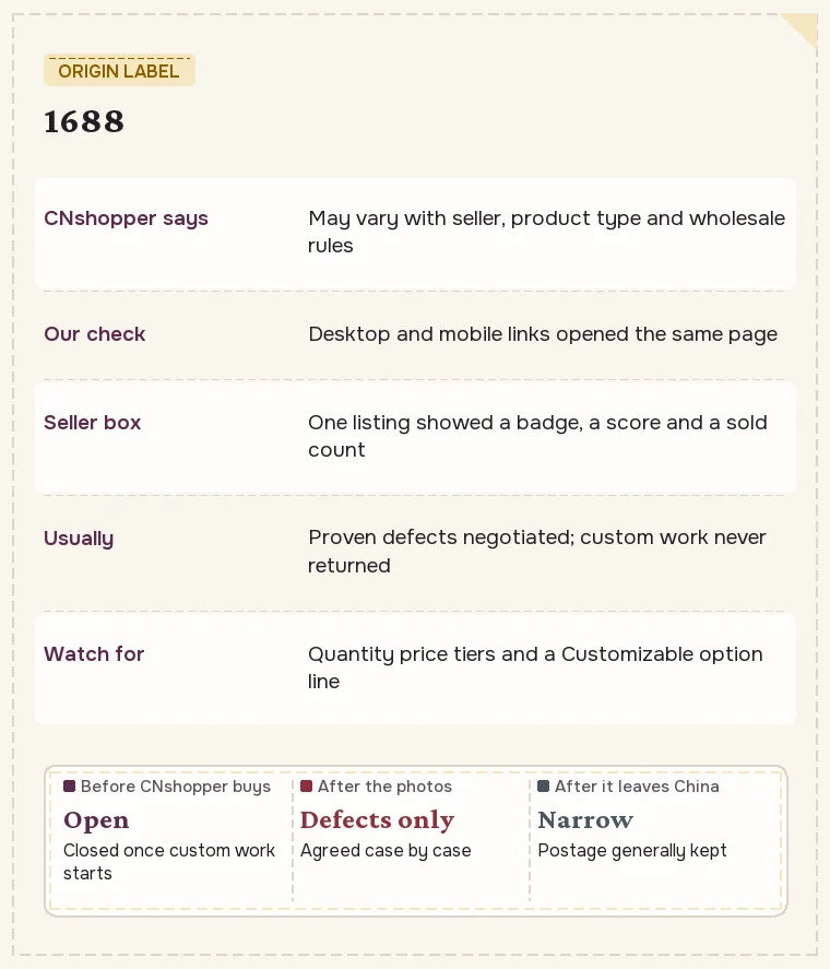 Origin label for 1688: wording, link test, usual wholesale practice and stage readings